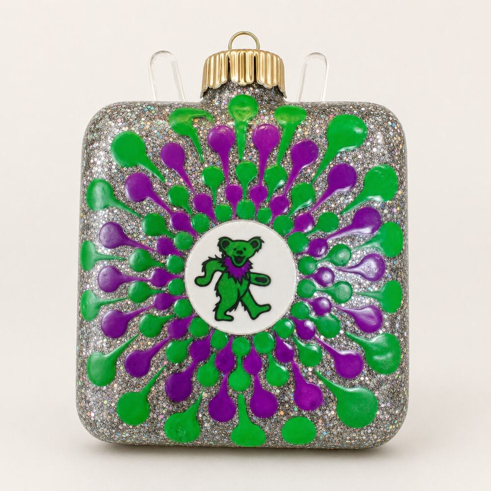 Grateful Dead Green Bear Hand Painted 3 Inch Shatterproof Ornament